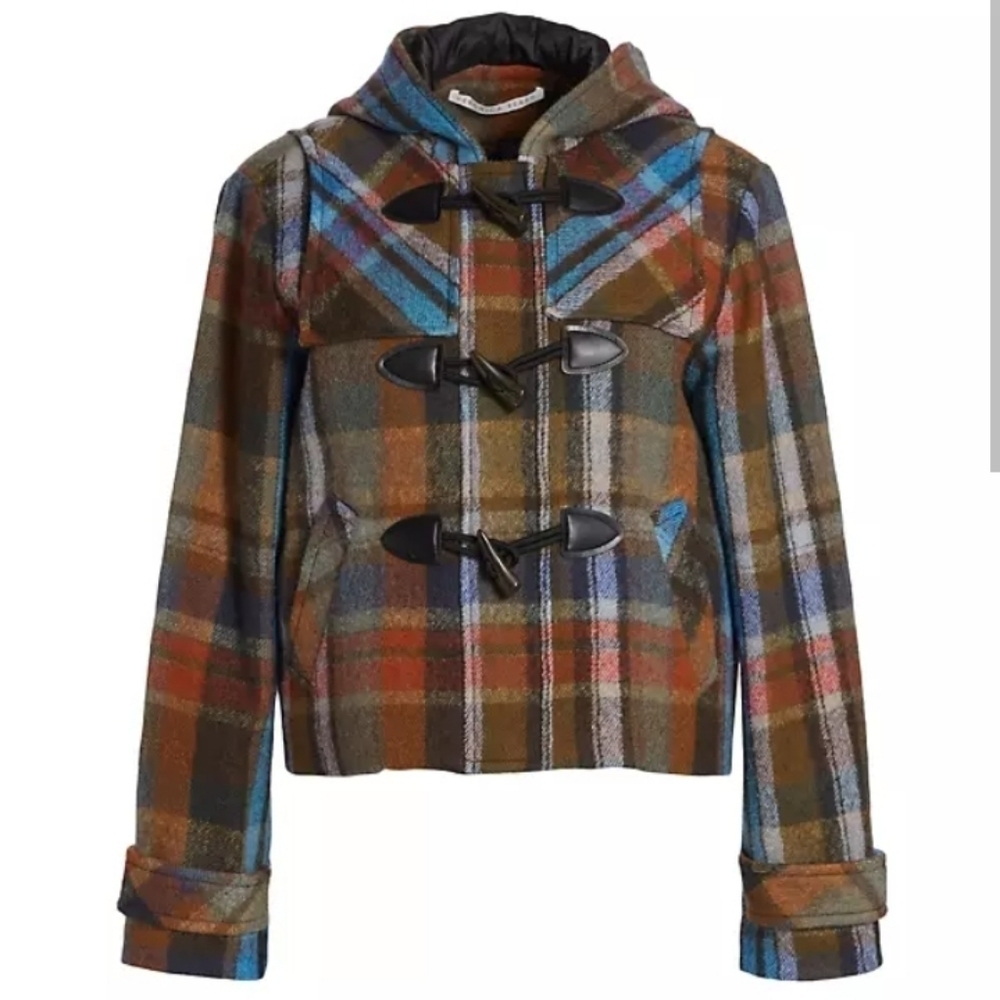 Veronica Beard Ianna Plaid Duffle Coat 100% Wool